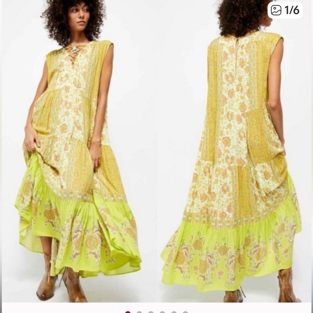 NWT Free People Hanalei Bay Yellow Maxi Size M as Seen on Episode 6 Home Town - Picture 9 of 16